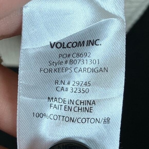 Volcom Womens Sweater Beige Leopard V Neck Button Front Cardigan Long Sleeve S - Picture 7 of 13